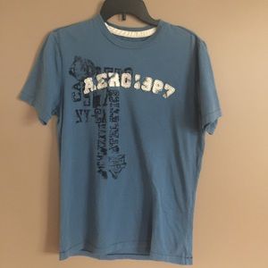 Aeropostale gray/blue embroidered graphic tee